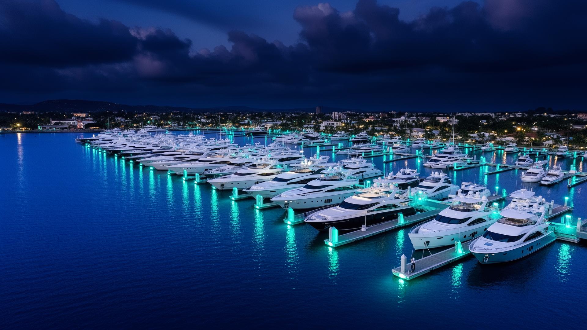 Marina exclusiva al atardecer